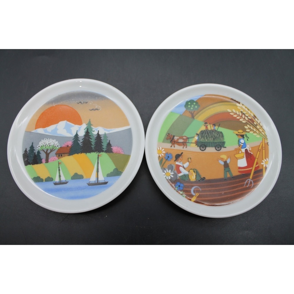 Set of 2 Kaiser W Germany Porcelain Trinket Dishes Scenic Landscape Decor